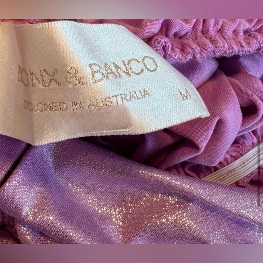 New! Bronx and Banco Zoe Lilac Metallic Maxi Gown💜 Purple/Pink 💜 Medium - Picture 4 of 16